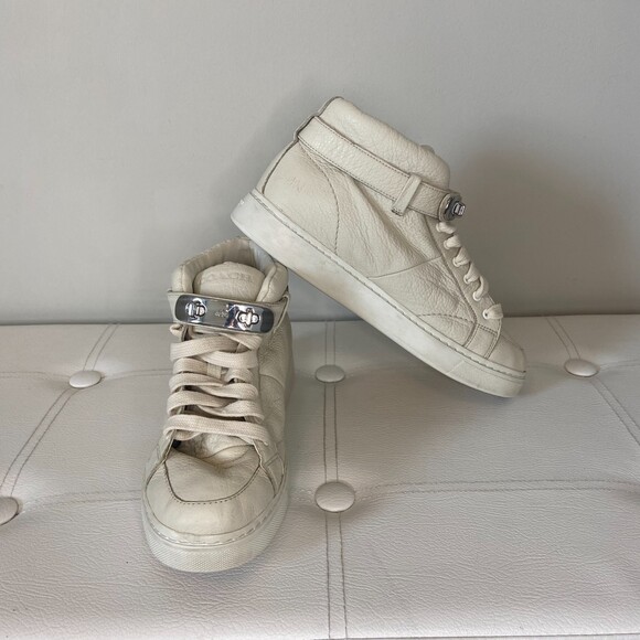 Coach Cream Mid-Top Robby Sneakers Sz 7 - Picture 1 of 10